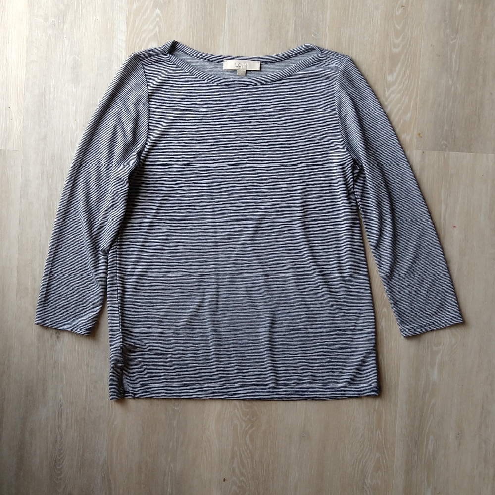 LOFT Striped 3/4 Length Top